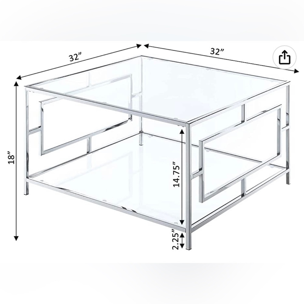 Town Square chrome two tier square coffee table
